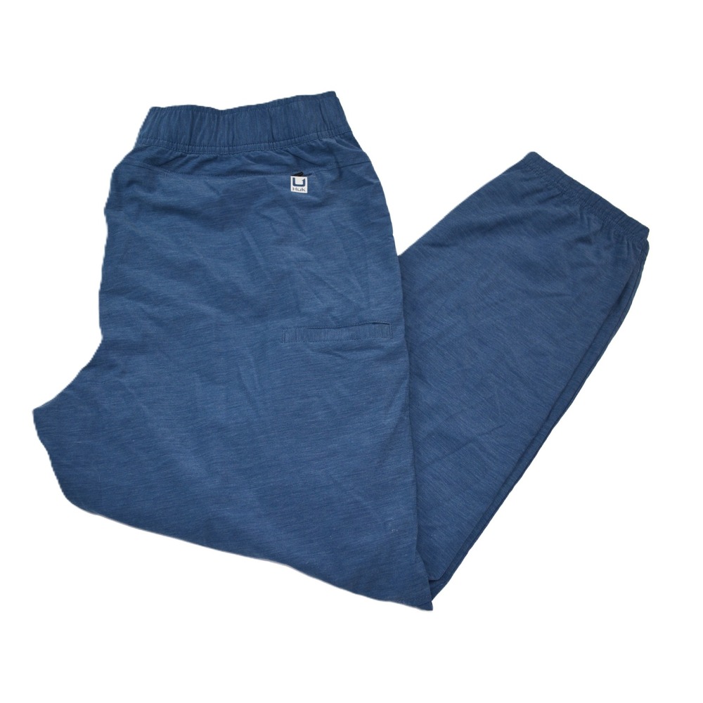 Huk Performance Fishing Pants Mens XXL Blue Heathered Jogger Stretch Waist